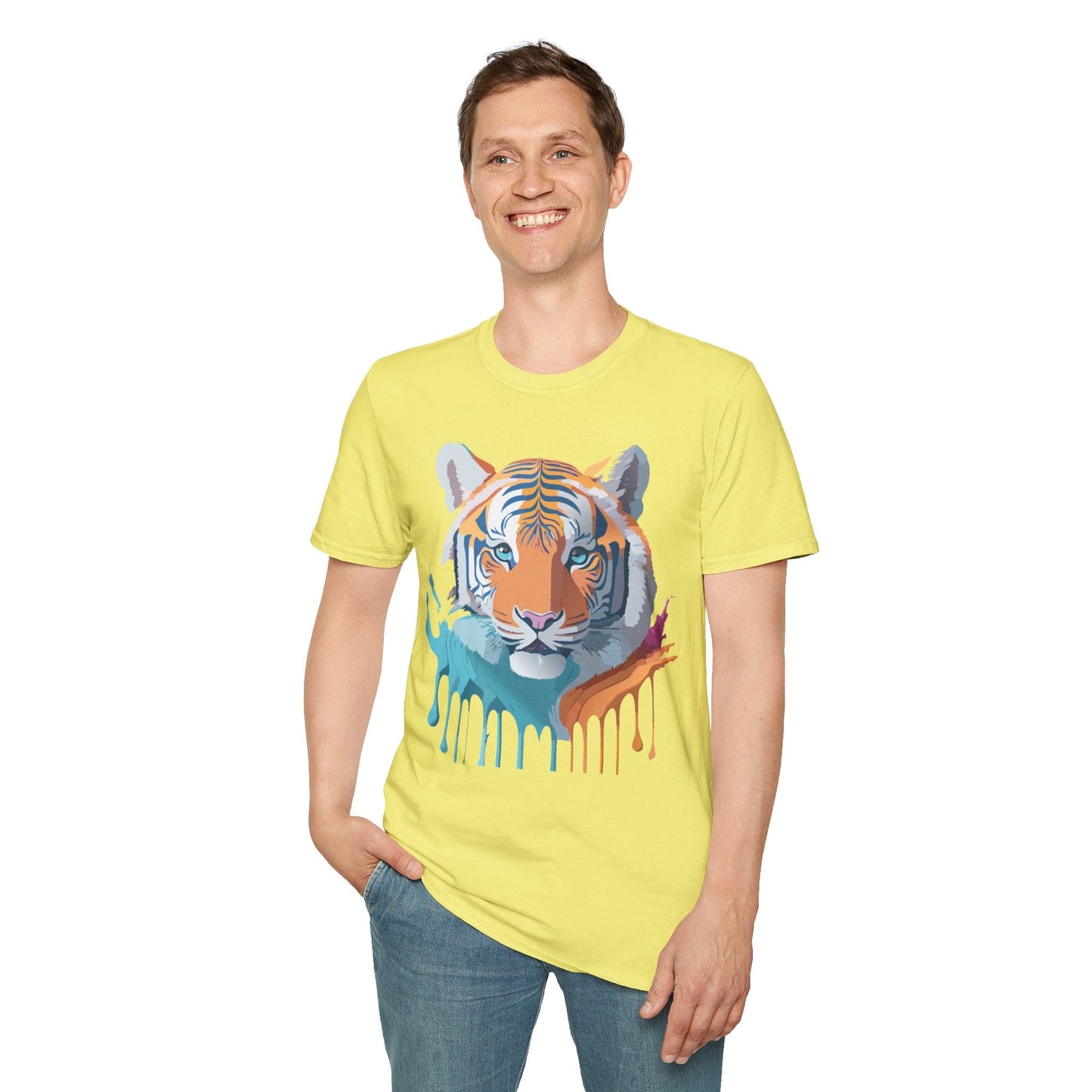 Tiger Print Shirt Unisex Softstyle Tee 100 Percent Ring Spun Cotton
