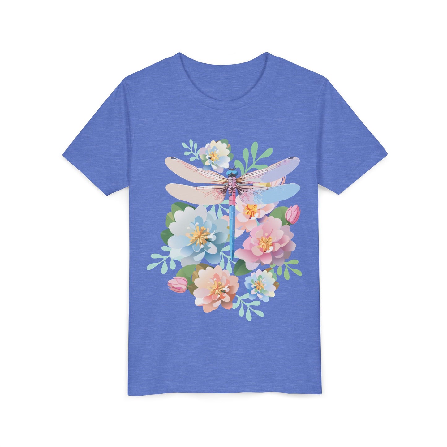 Dragonfly Blossom Youth Tee - Colorful Short Sleeve T-Shirt for Spring Celebrations (9-14)