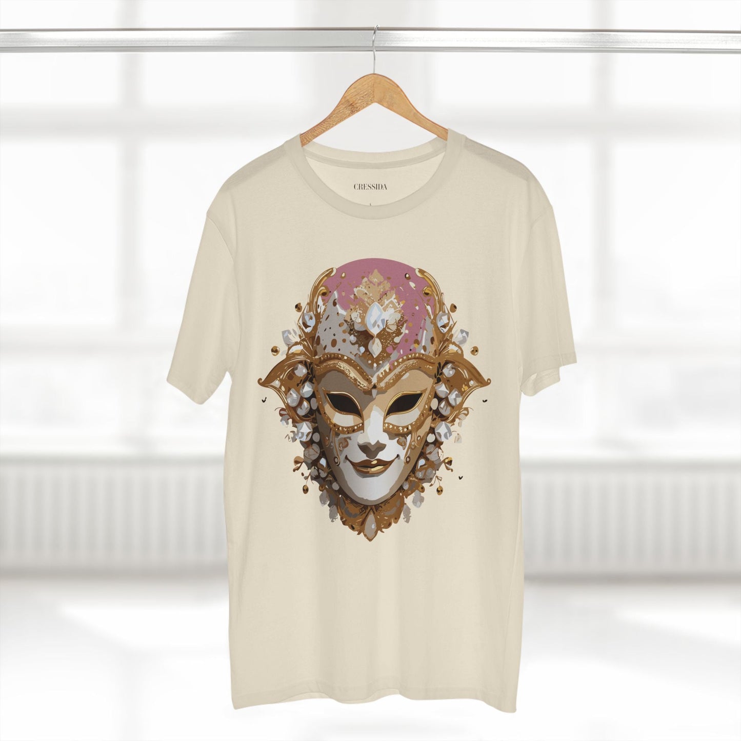 Carnival Mask Graphic T-Shirt Unisex 100 Cotton With Antique Gold Art Design Tee 19