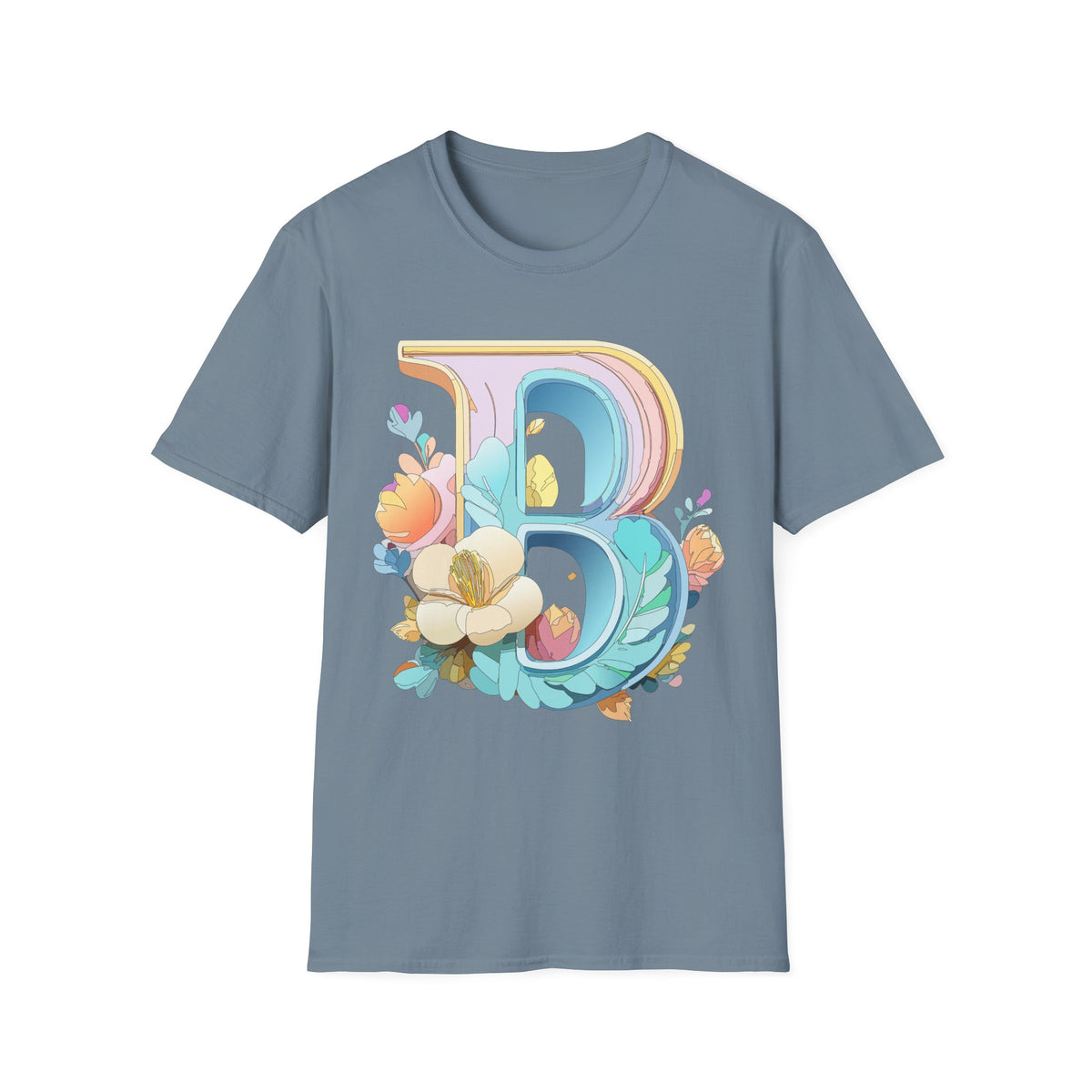 Floral Letter B T-Shirt | Botanical Monogram Tee