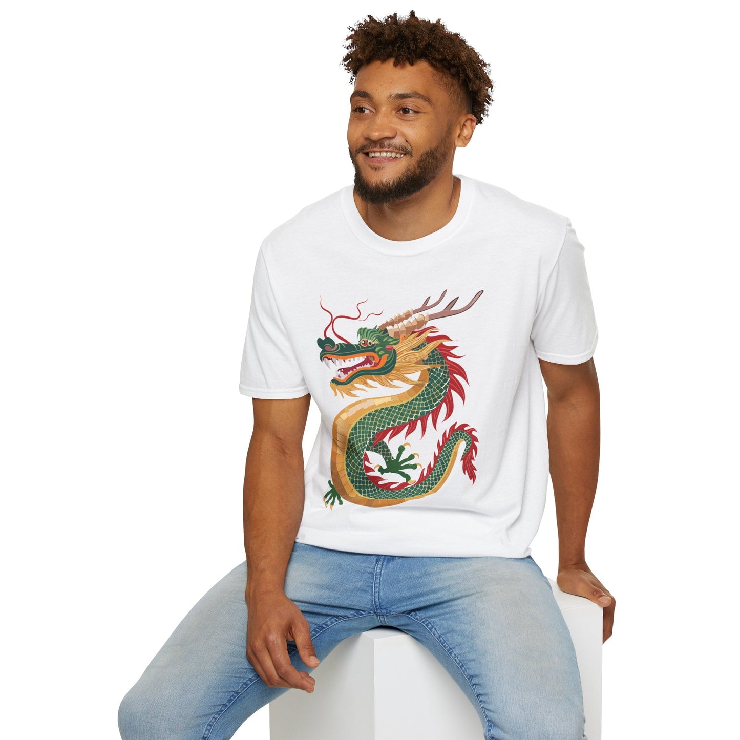 Dragon Graphic Unisex Cotton Softstyle Art Design Tee With Animals 9