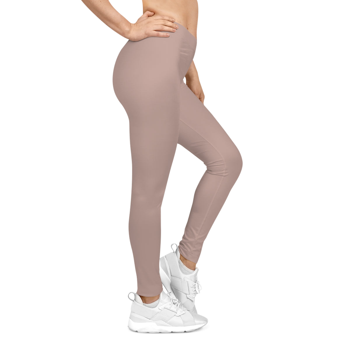 Beige Powder Color Women's Poly-Span Casual Leggings XS-2XL
