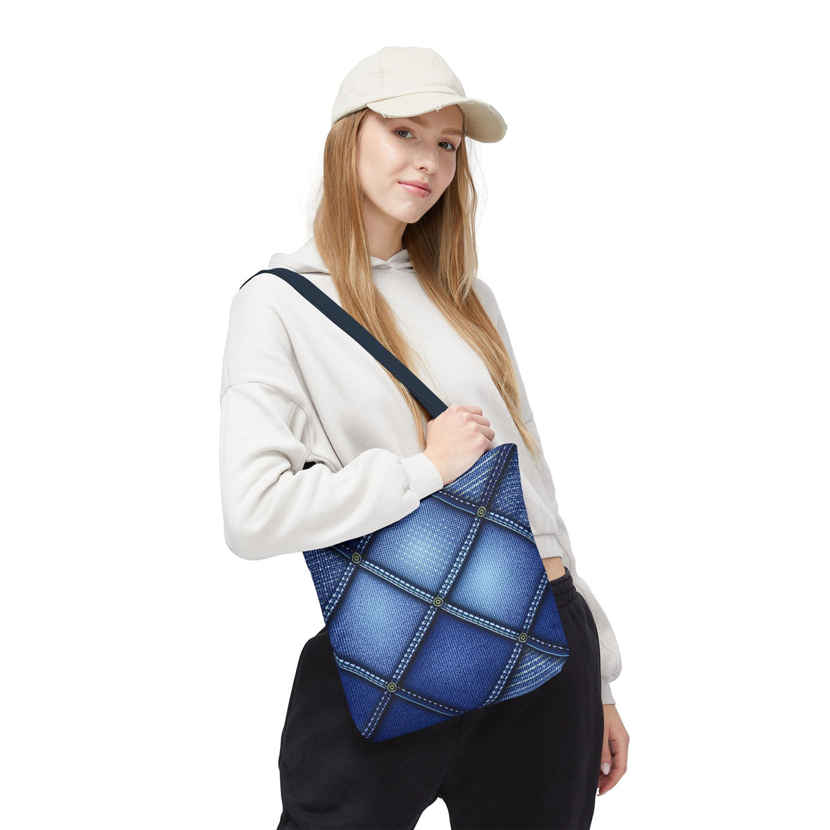 Denim Fabric Imitation Print Unisex Canvas Bag Poly Spun 3 Sizes Tote Bag 115