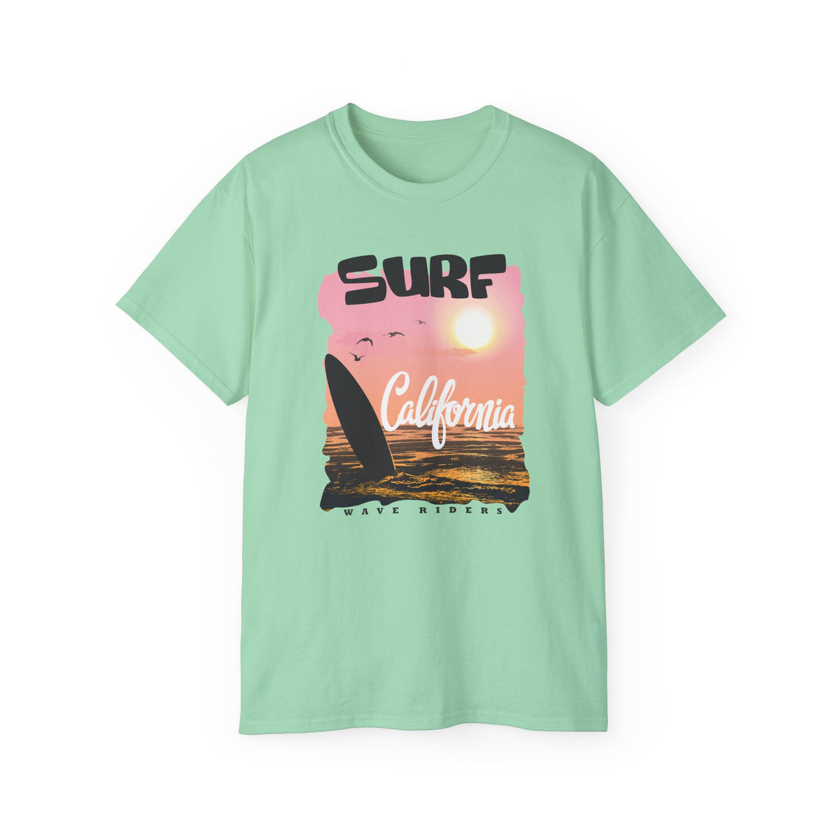 Surf California Tee | Sunset Sailboard Ocean Retro Beach Graphic