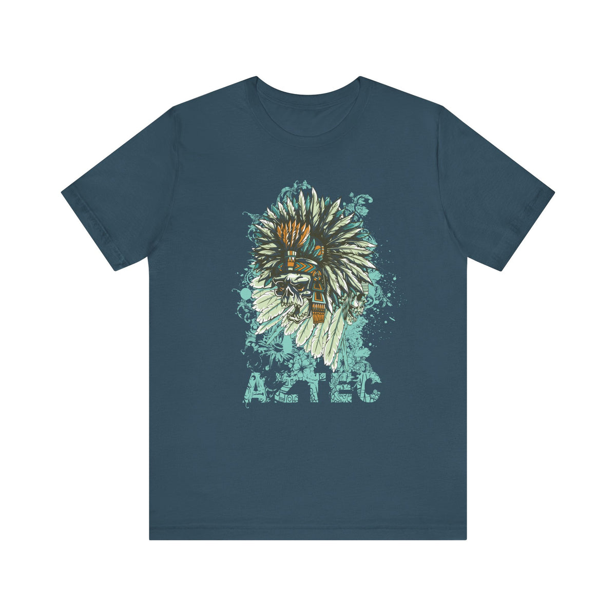 Aztec Headdress Skull T-Shirt Tribal Skull Graphic Unisex Cotton Tee Art-14