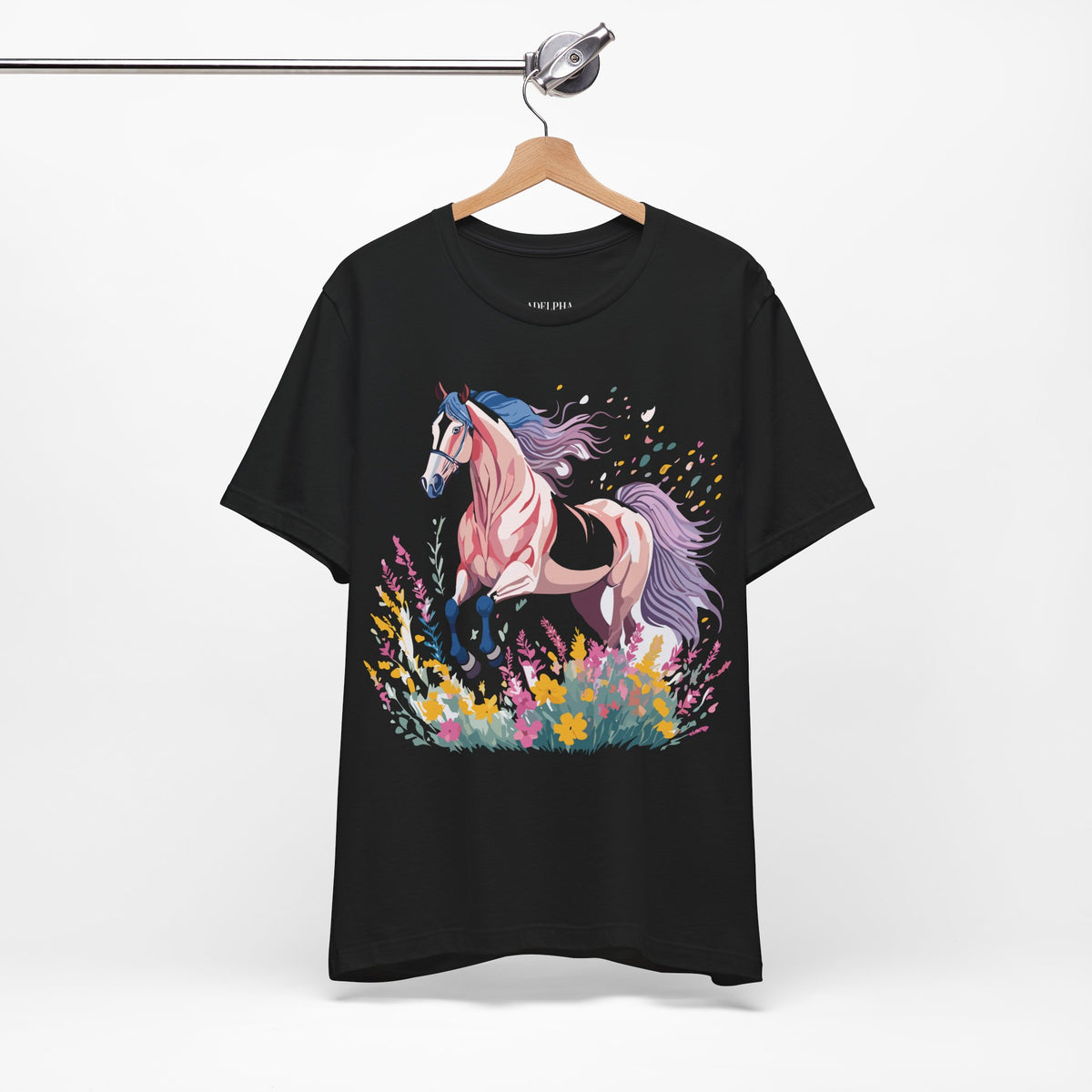Horse Graphic Unisex Cotton Bella+Canvas Tee with Art Animal Design e27
