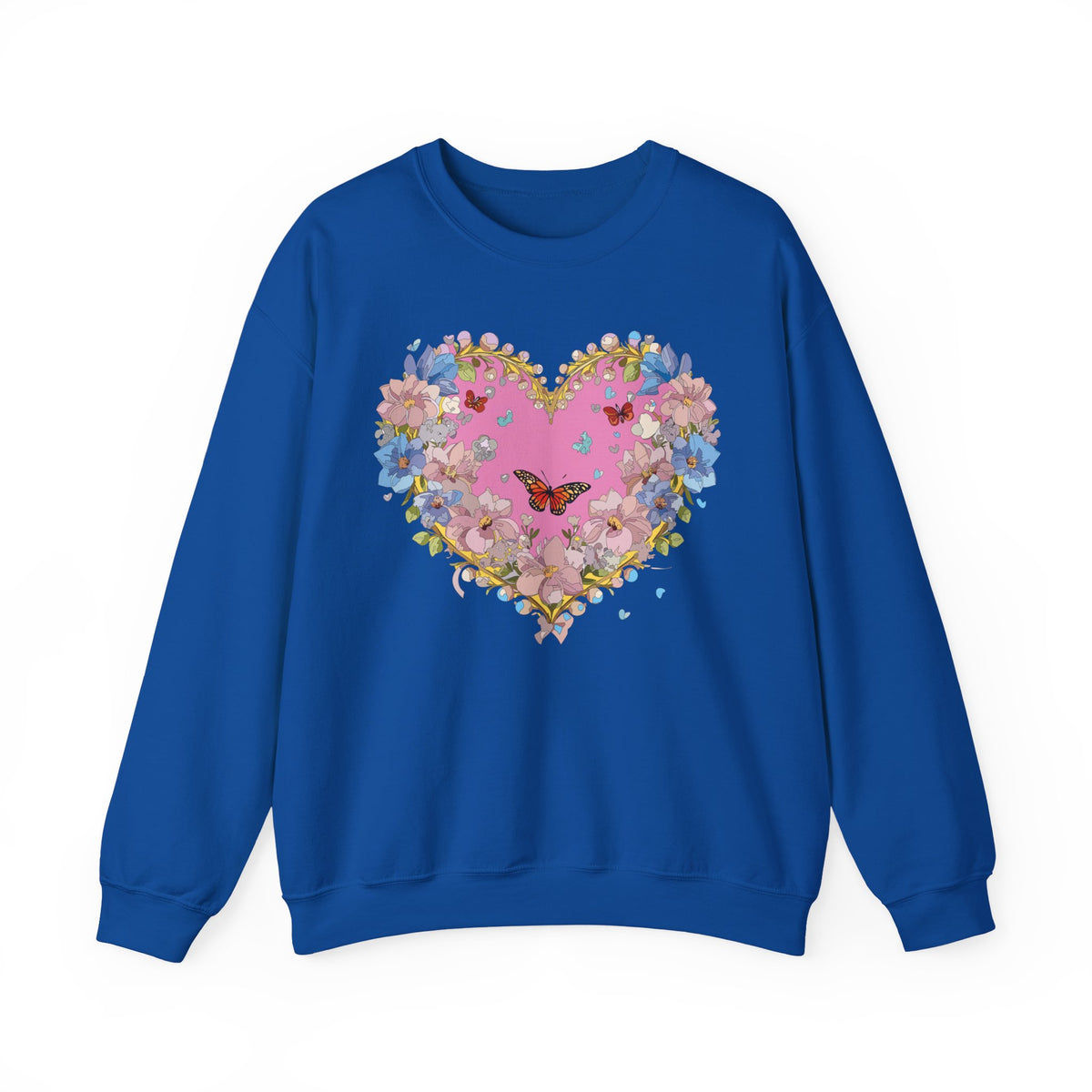 Floral Heart Love Graphic Valentine's Day Sweatshirt Unisex 50/50 Cotton-Poly Sweatshirt w39