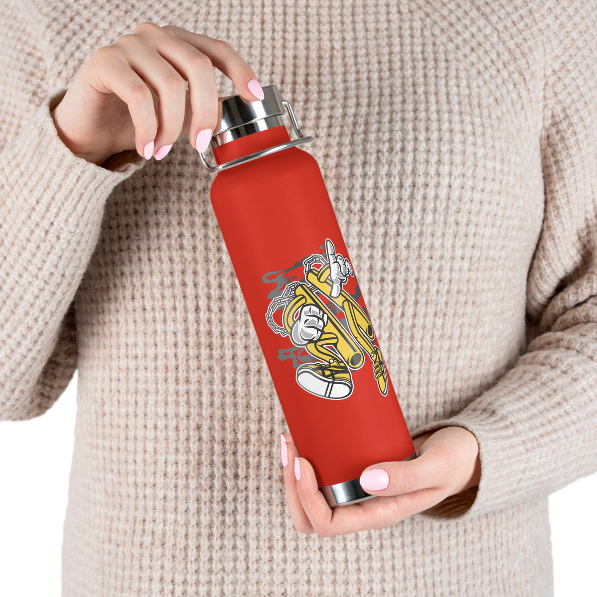 22oz Copper Insulated Water Bottle with Cartoon Design - CV19
