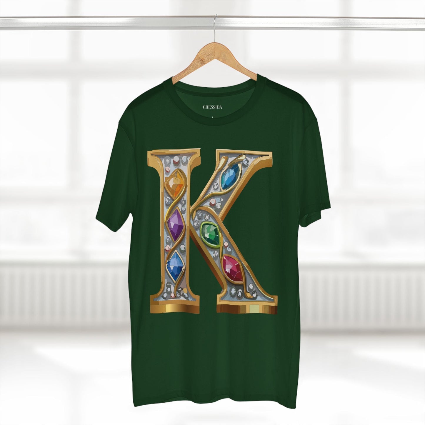 Letter K Graphic Design Tee Unisex 100 Cotton With Antique Gold Letters Artwork T-Shirt