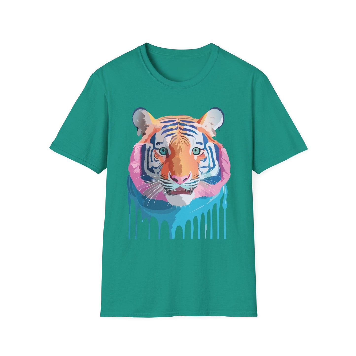 Tiger Print Unisex Softstyle Breathable Cotton Tee 64000 Gildan Shirt