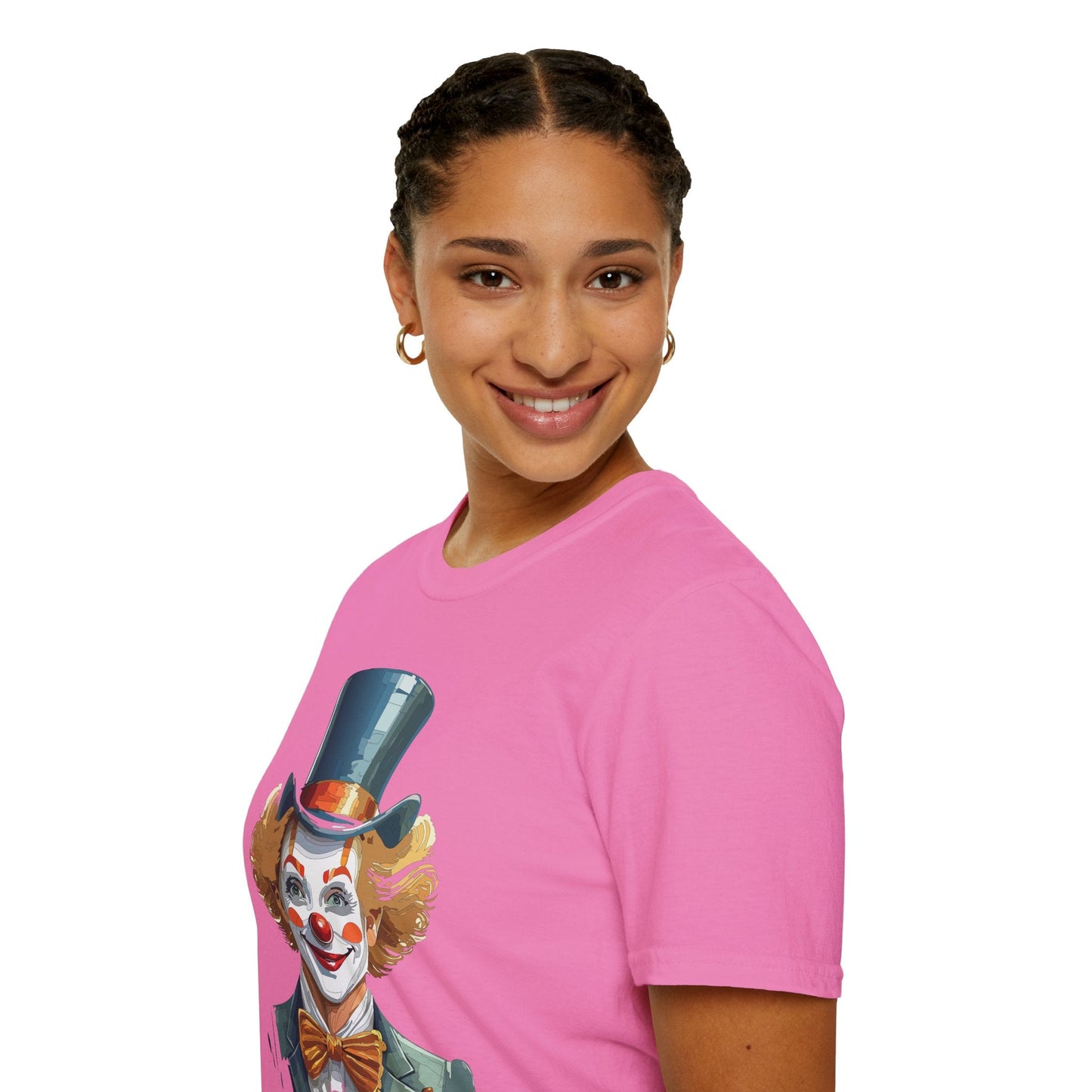 Funny Clown Shirt Unisex T Shirt Circus Style Tee With Scary Man Artwork Gildan 64000