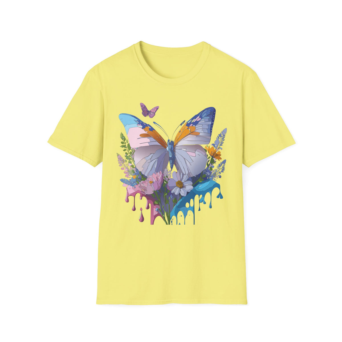 Butterfly Splash T-Shirt — Colorful Floral Drip Graphic Tee Unisex 100 Cotton Gildan T-Shirt