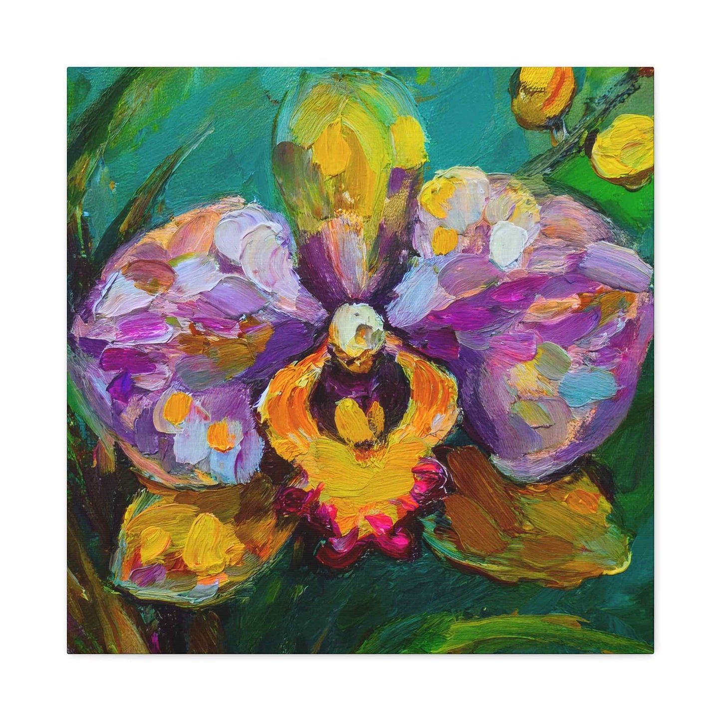 Purple Orchid Print Canvas, Floral Oil Paint Print 20x20, 24x24, 30x30, 32x32, 36x36 Art Design Pine-Wood Inner Frame MC-131