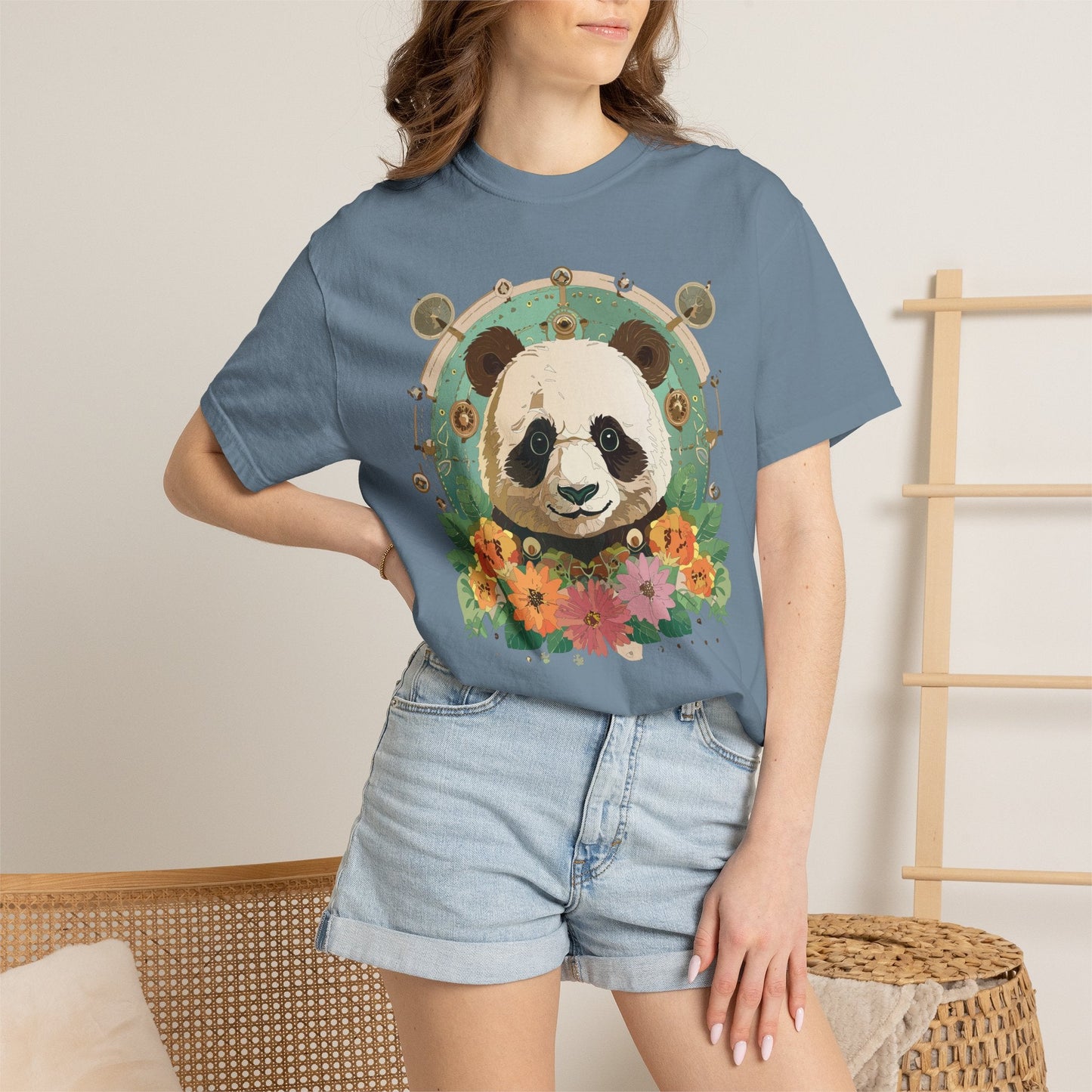 Panda Portrait Graphic T-Shirt Unisex Cotton Floral Animal Art Tee p3
