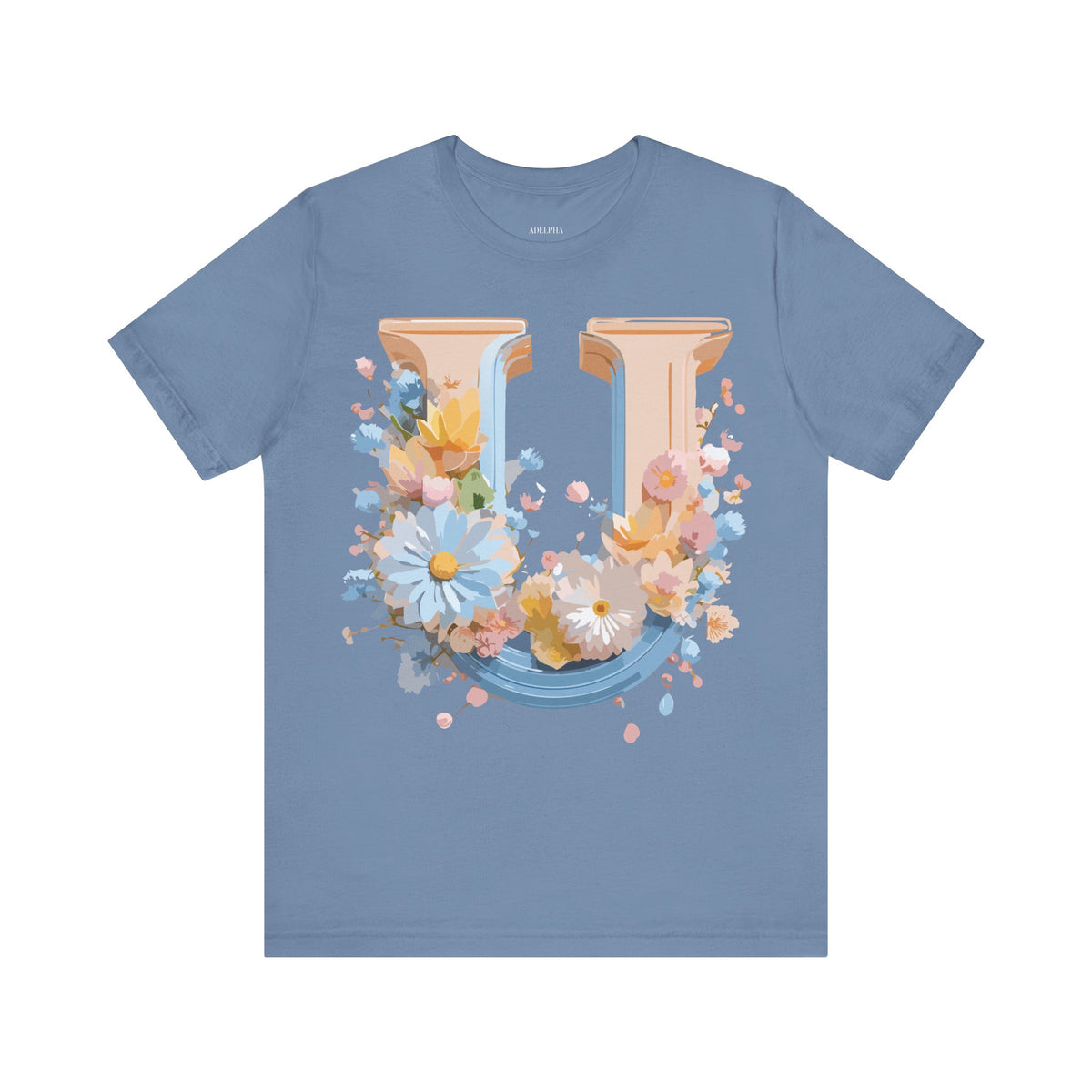 Letter U Graphic Unisex Cotton Bella+Canvas Tee with Art Letter Design