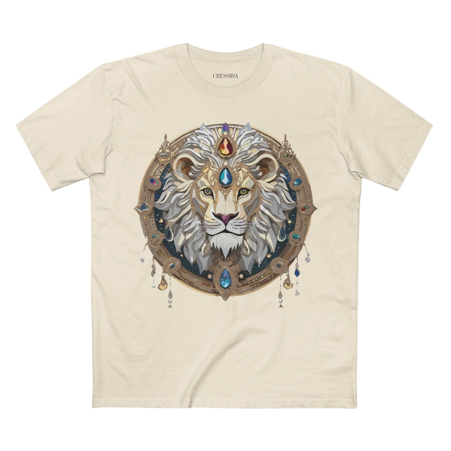 Lion Graphic Unisex 100 Cotton Tee With Unique Animal Golden Medallion Art Design 59