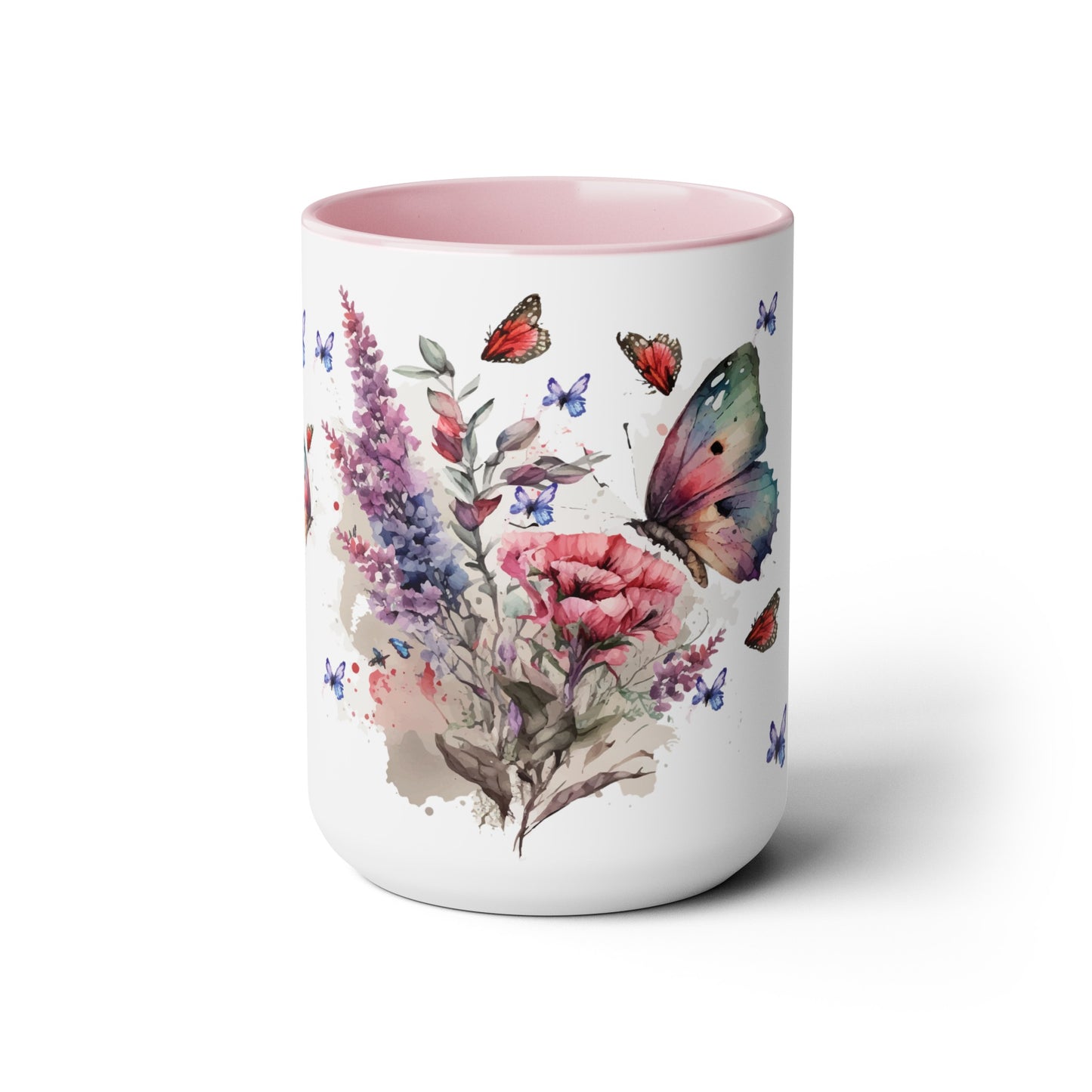 Two-Tone Coffee Mugs with butterfly