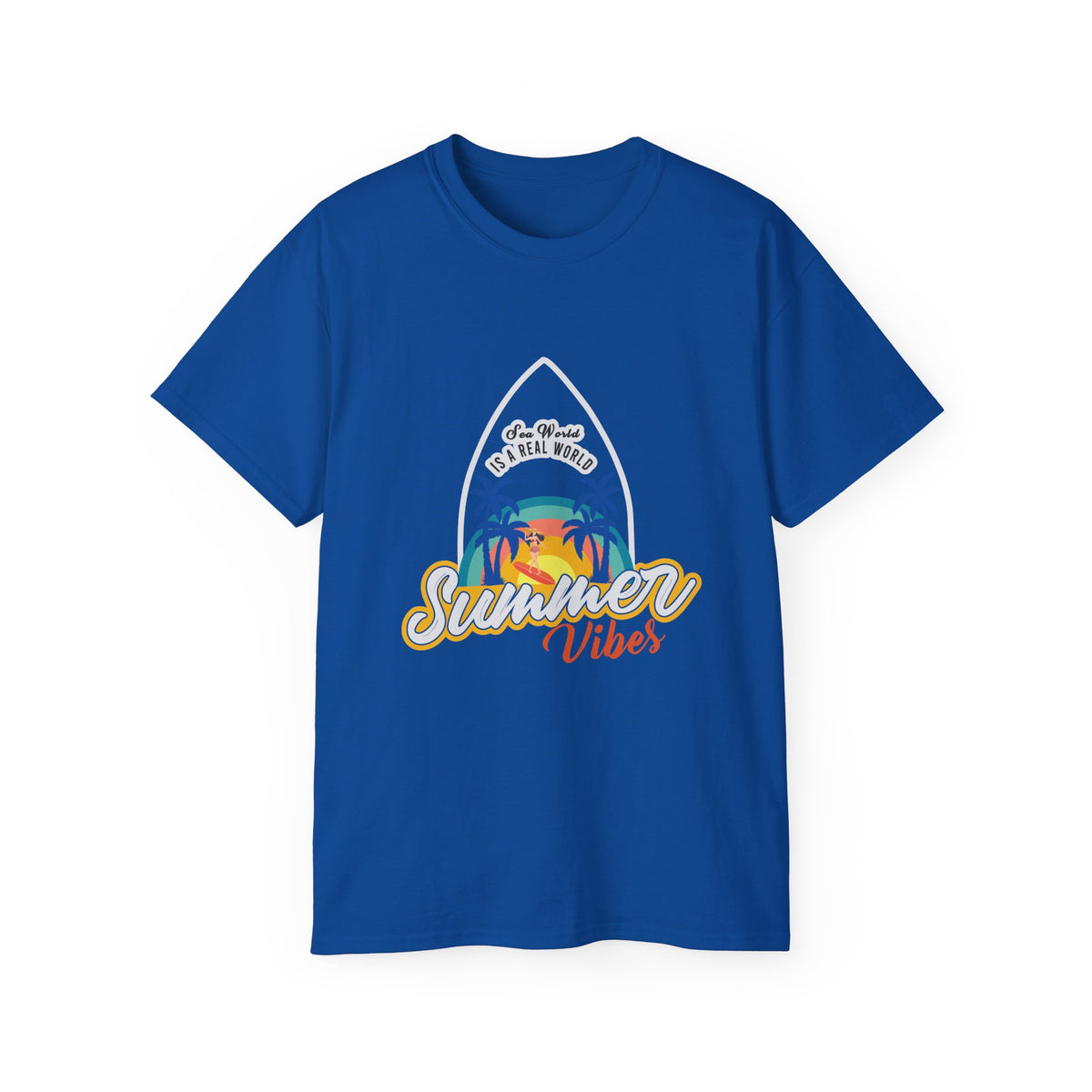 Summer Vibes Surf Graphic Tee | Tropical Sunset Palm Beach Design