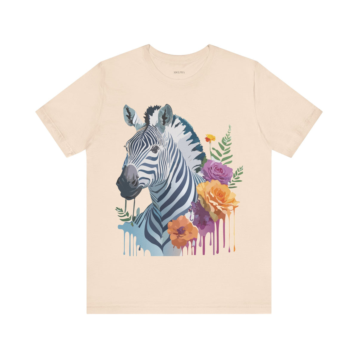 Zebra Graphic Unisex Cotton Bella+Canvas Tee with Art Animal Design e74