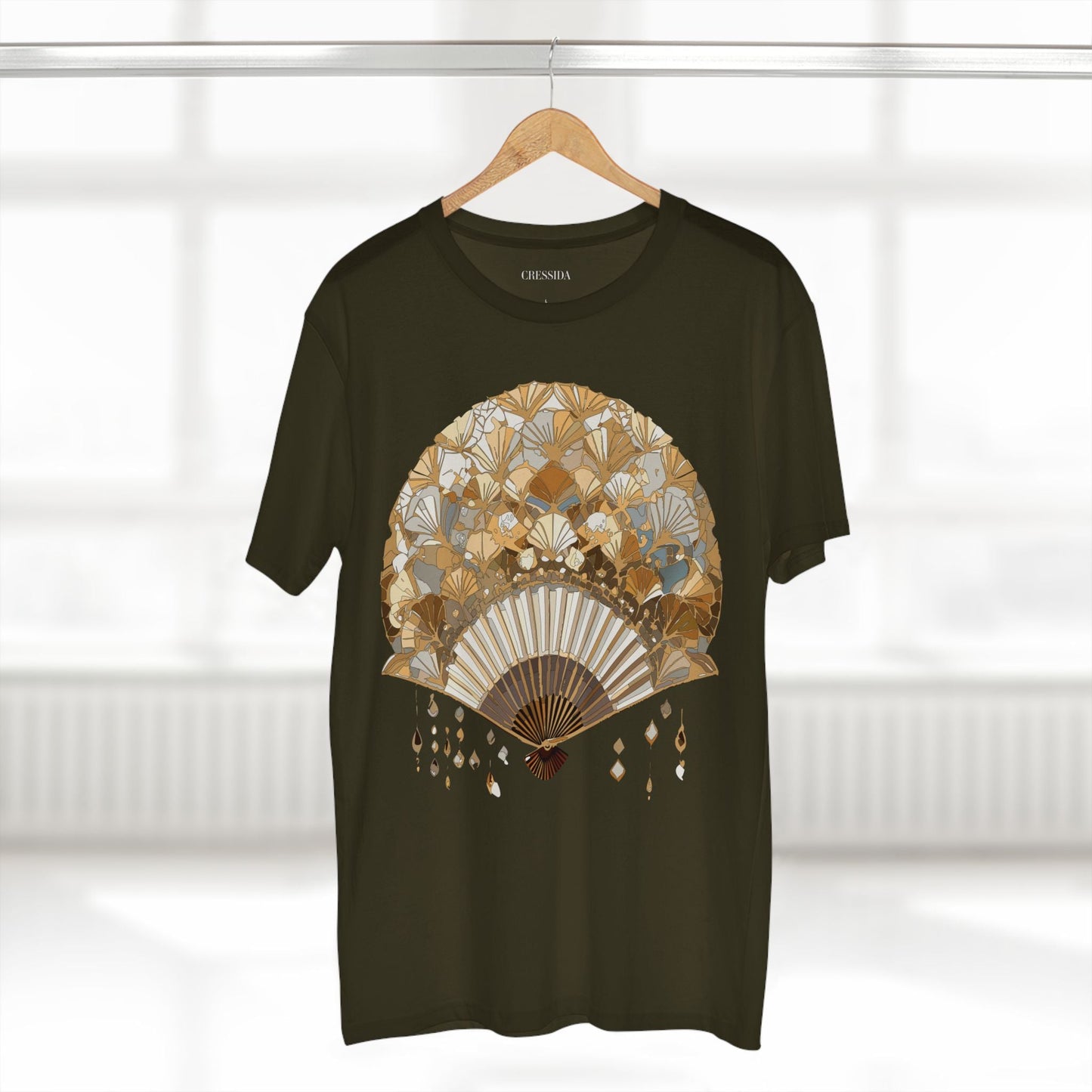 Antique Fan Graphic Design T-Shirt Unisex 100 Cotton Floral Carnival Artwork Tee 10