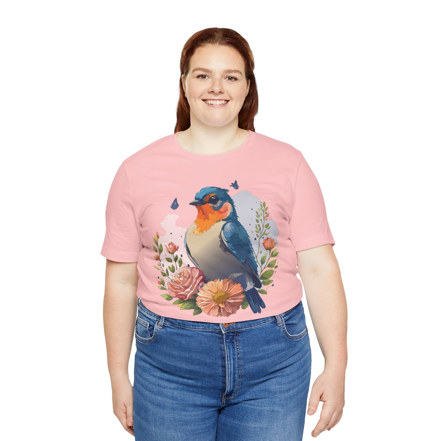 Floral Bird Tee, Animal Shirt, Bird Shirt, Floral Tee, Flower T-shirt, T-Shirt with Animal