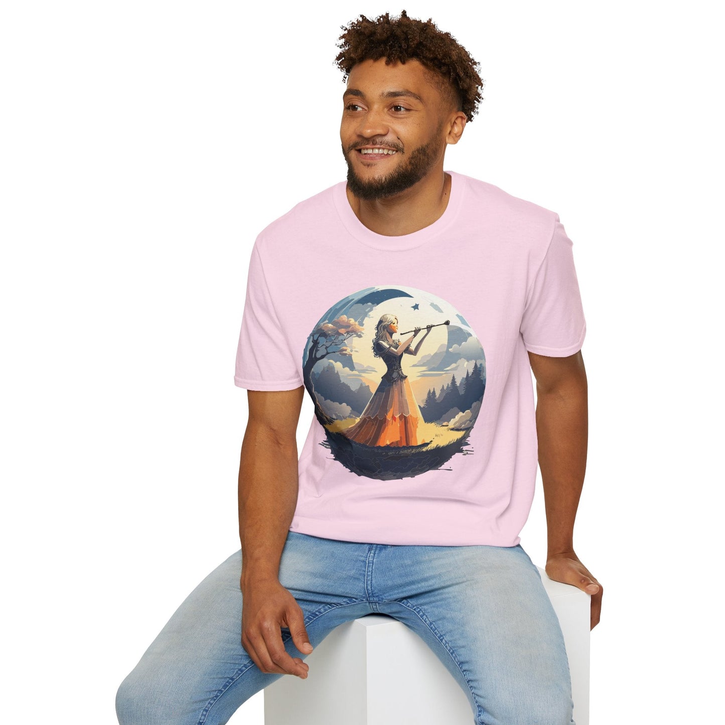 Unisex Softstyle Graphic T Shirt 100 Percent Ring Spun Cotton Art Design Tee For Women