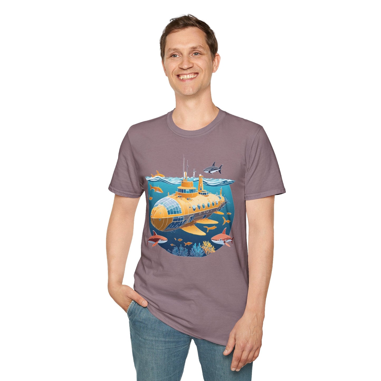Ocean Themed Unisex Softstyle T Shirt 100 Percent Ring Spun Cotton U Boat Design Tee Everyday