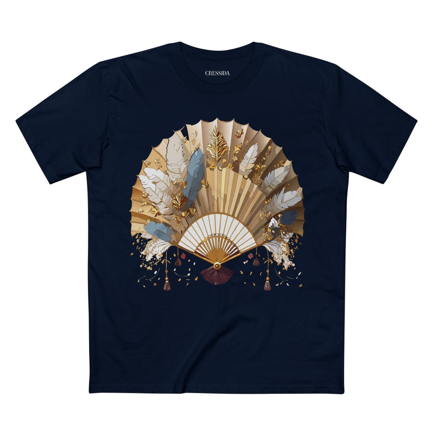 Antique Fan Graphic Design T-Shirt Unisex 100 Cotton Floral Carnival Artwork Tee 8