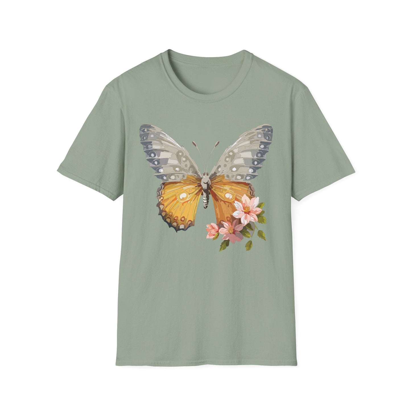 Unisex Butterfly T Shirt Monarch Print Softstyle Cotton Tee Gildan 64000 Lightweight Comfort