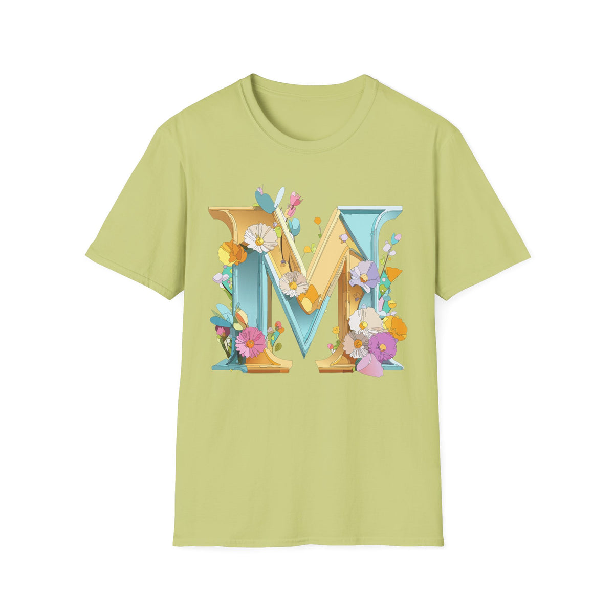 Floral Letter M T-Shirt | Botanical Monogram Initial Tee