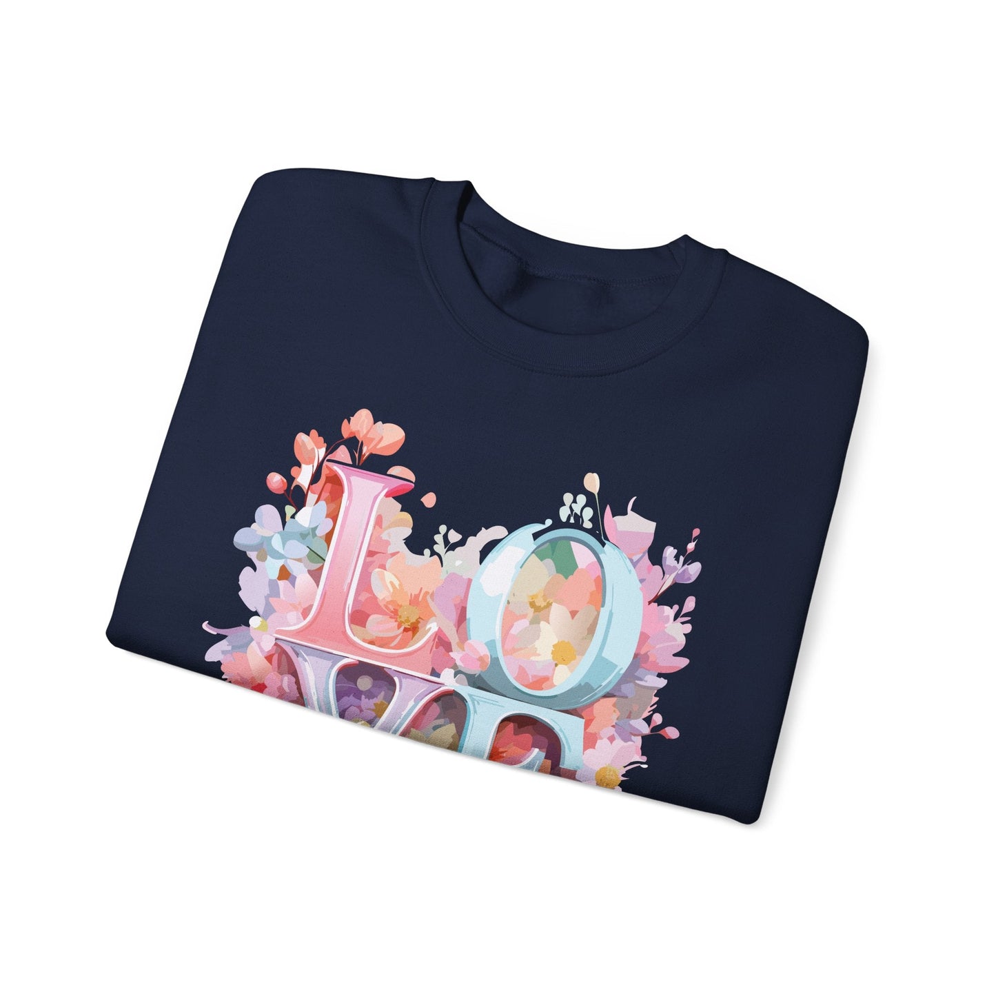 Floral Love Sweatshirt Unisex Valentines Day Crewneck Gildan 18000 50 Cotton 50 Polyester