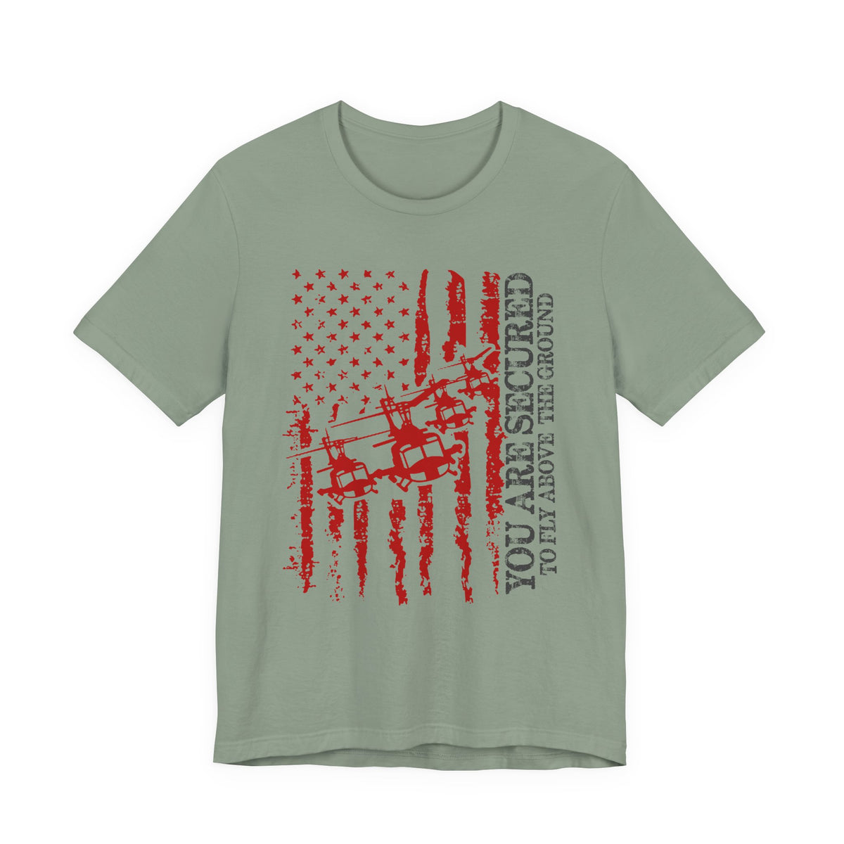 You Are Secured Flag design Tee Military Helicopter Red Distressed USA Unisex Cotton T-Shirt v2