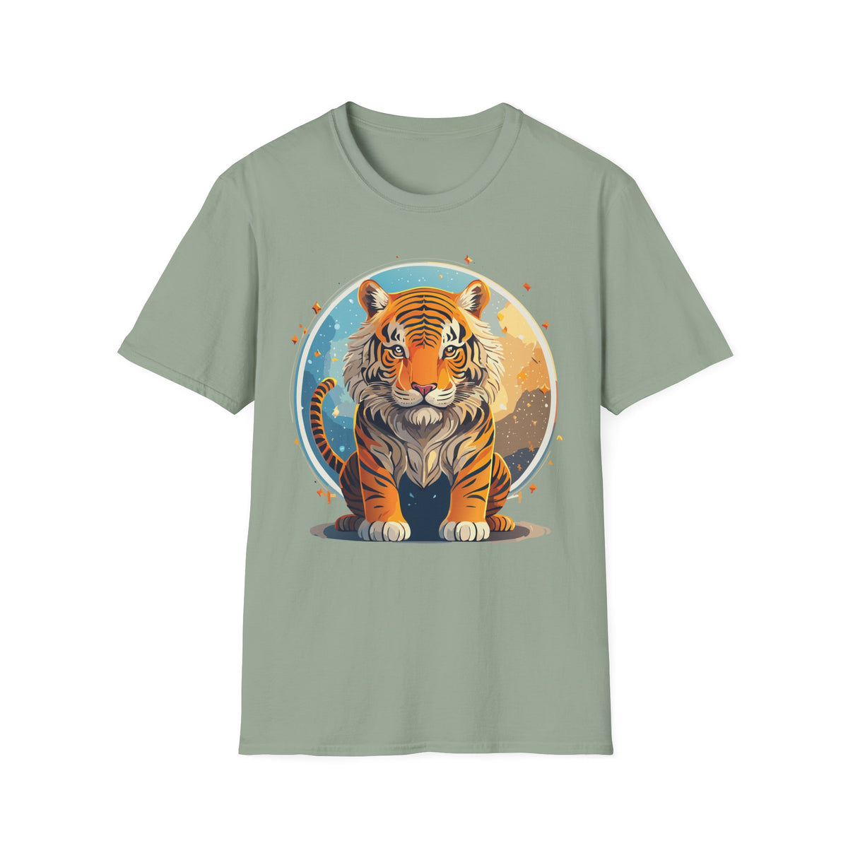Vintage Tiger Illustration T-Shirt | Retro Sunset Tiger Print