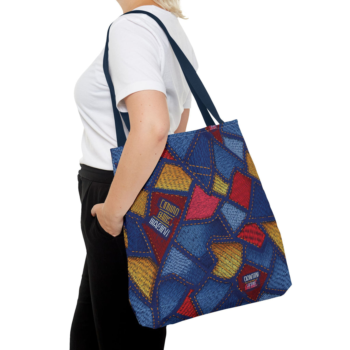Denim Fabric Imitation Print Unisex Canvas Bag Poly Spun 3 Sizes Tote Bag 140
