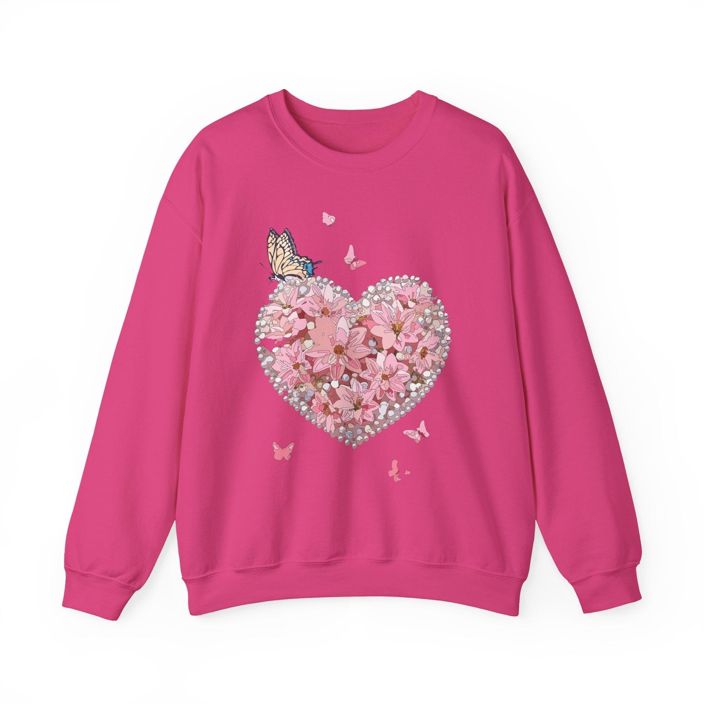 Unisex Floral Heart Sweatshirt with Love Floral Design for Valentines Day Gift Idea