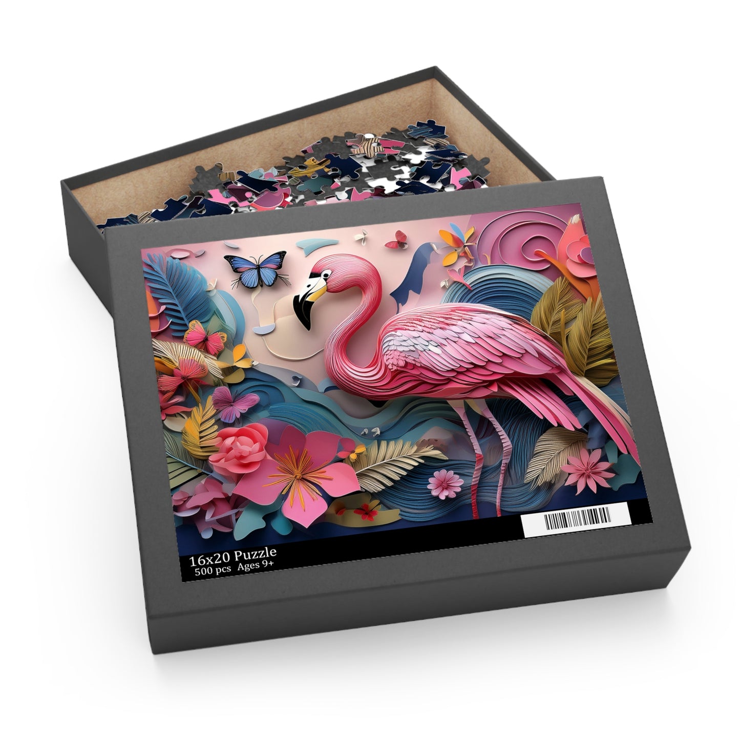 Puzzles-29 Kids Flamingo Puzzle 500-Piece  Floral Flamingo Puzzle 500-Piece, Birds Kids Puzzles Size: 16" x 20",  Ages 9+