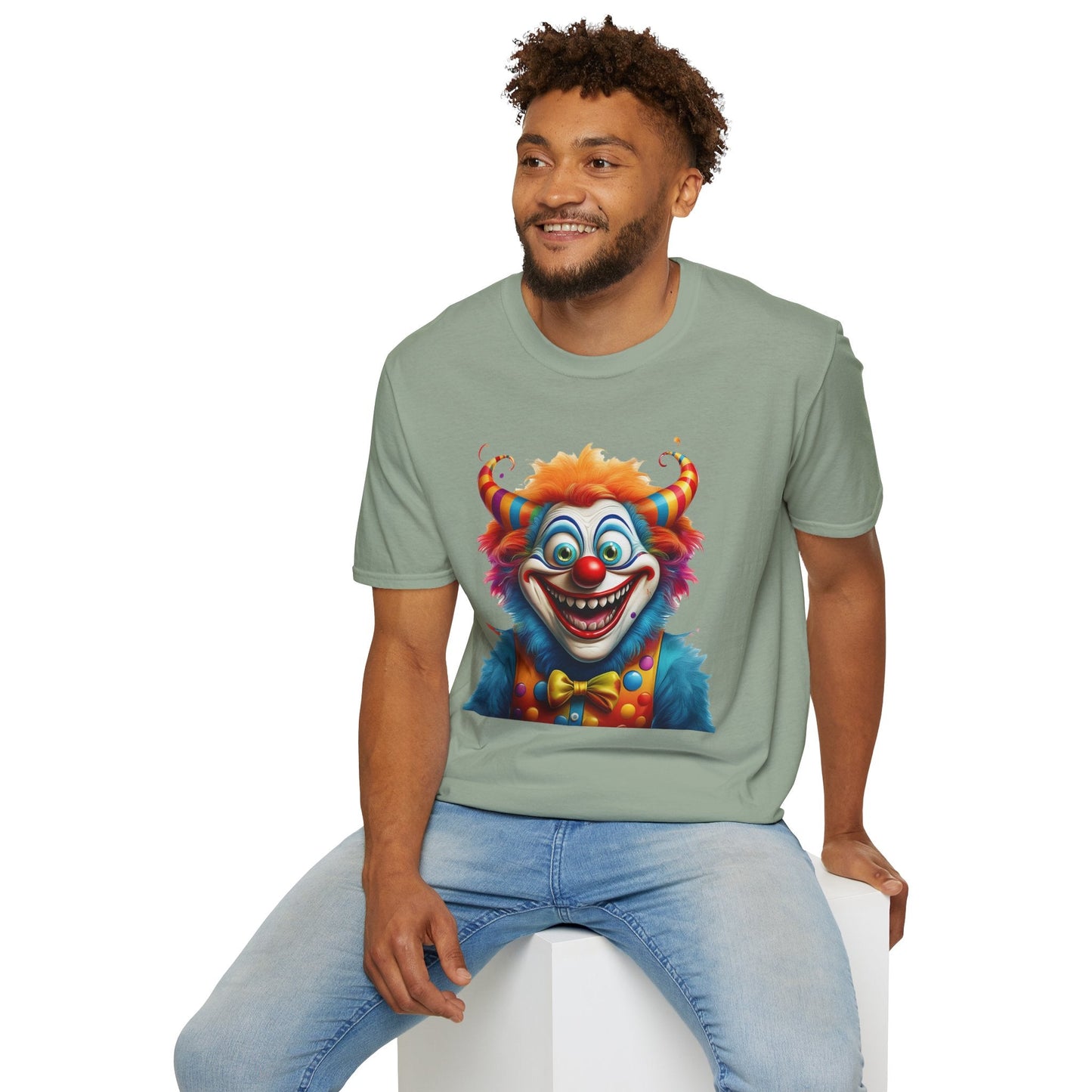 Unisex Clown Shirt Circus Tee Funny Man Shirt Scary Man Shirt Gildan Softstyle 64000
