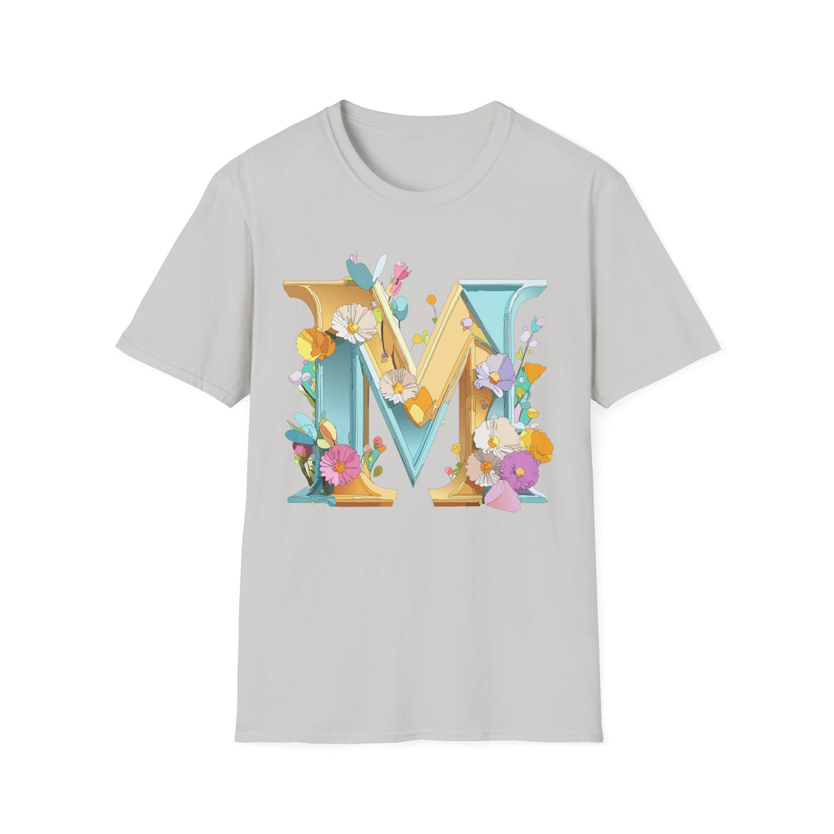 Floral Letter M T-Shirt | Botanical Monogram Initial Tee