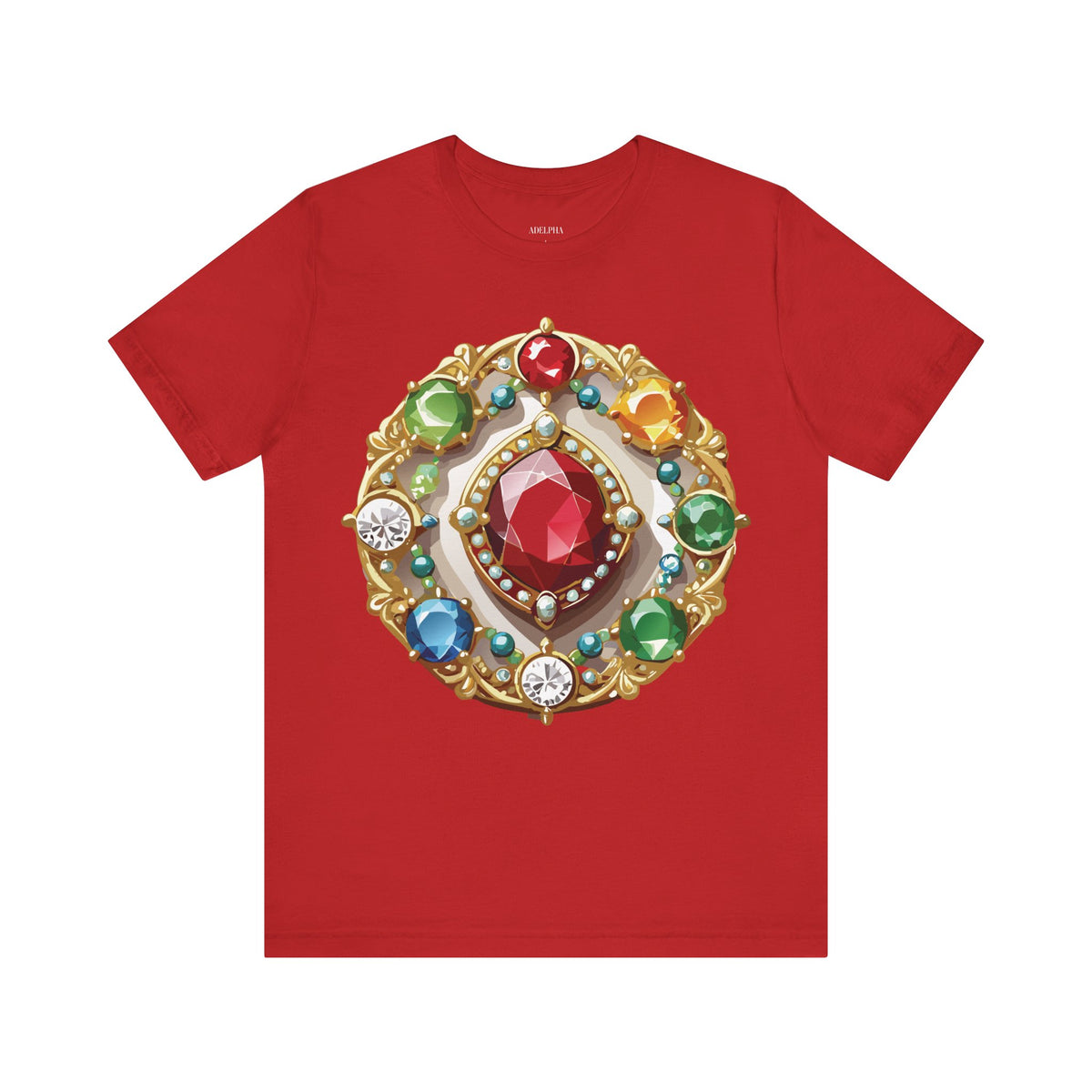 Jewelry Graphic Unisex Cotton Bella+Canvas Tee with Gemstones Art Design m47