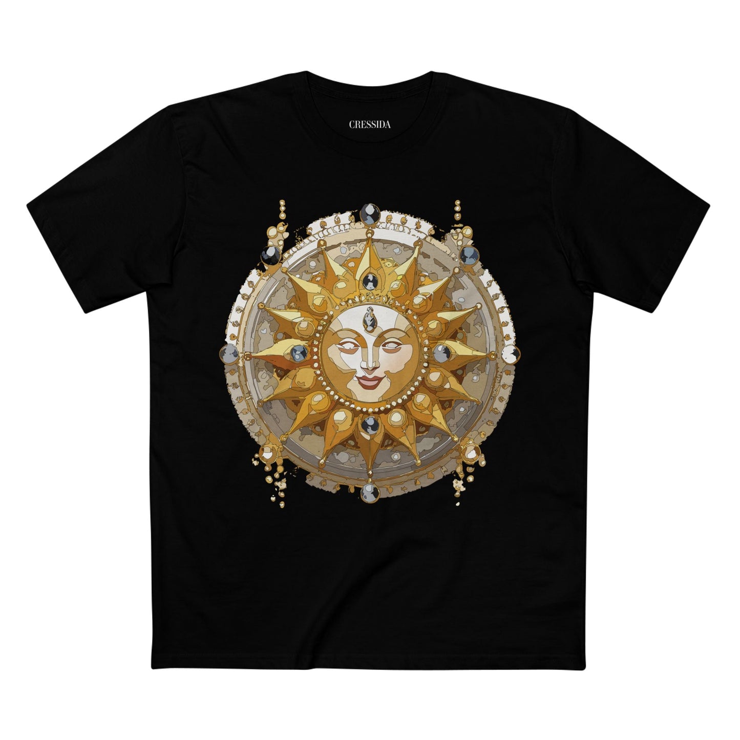 Gold Sun Graphic Unisex 100 Cotton T-Shirt with Golden Art Design 9