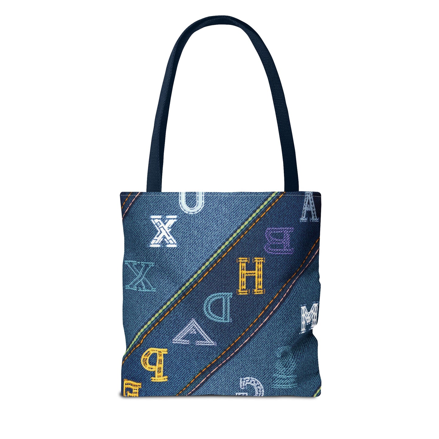Denim Fabric Imitation Print Unisex Canvas Bag Poly Spun 3 Sizes Tote Bag 187-4