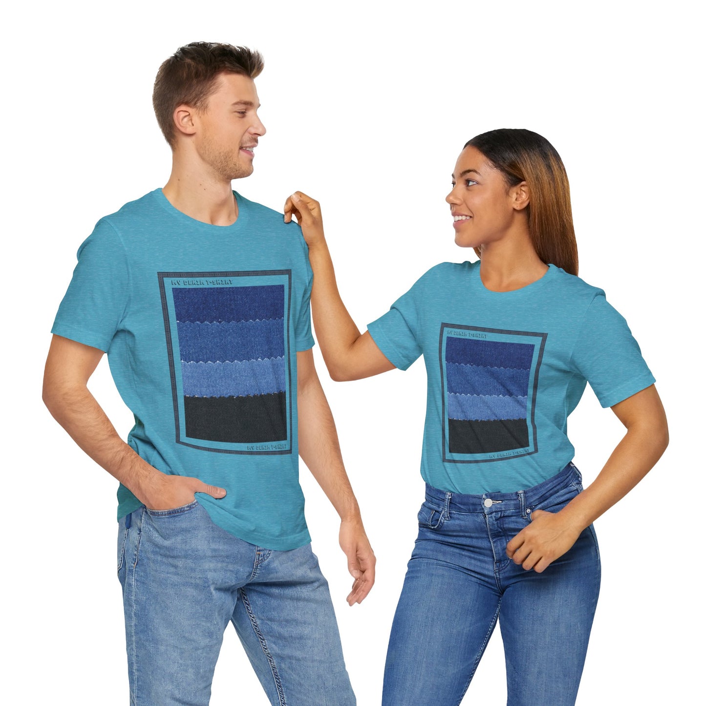 Unisex Cotton Tee Shirt with Denim Print