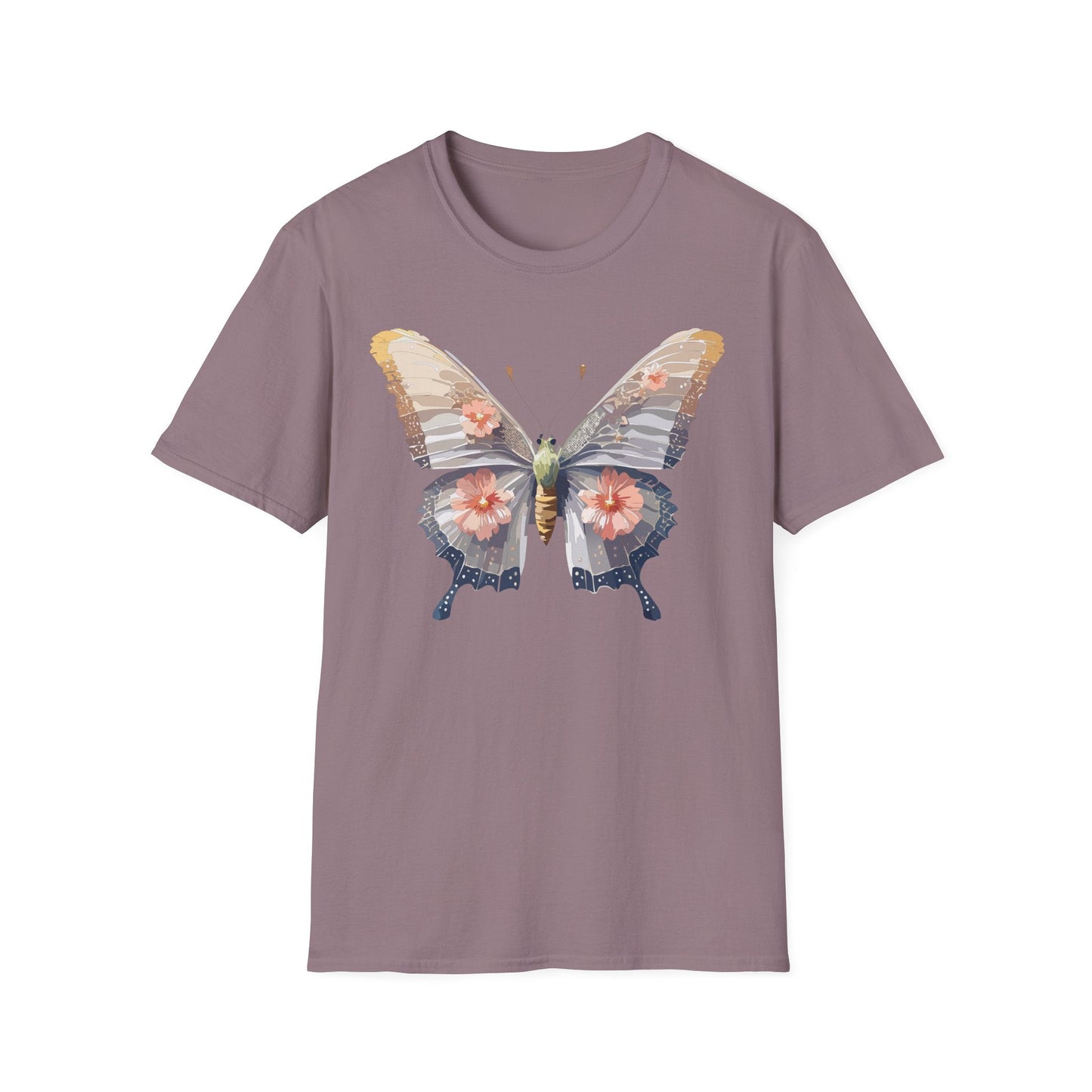 Butterfly T Shirt Unisex Monarch Design Gildan Softstyle 64000 100 Percent Ring Spun Cotton