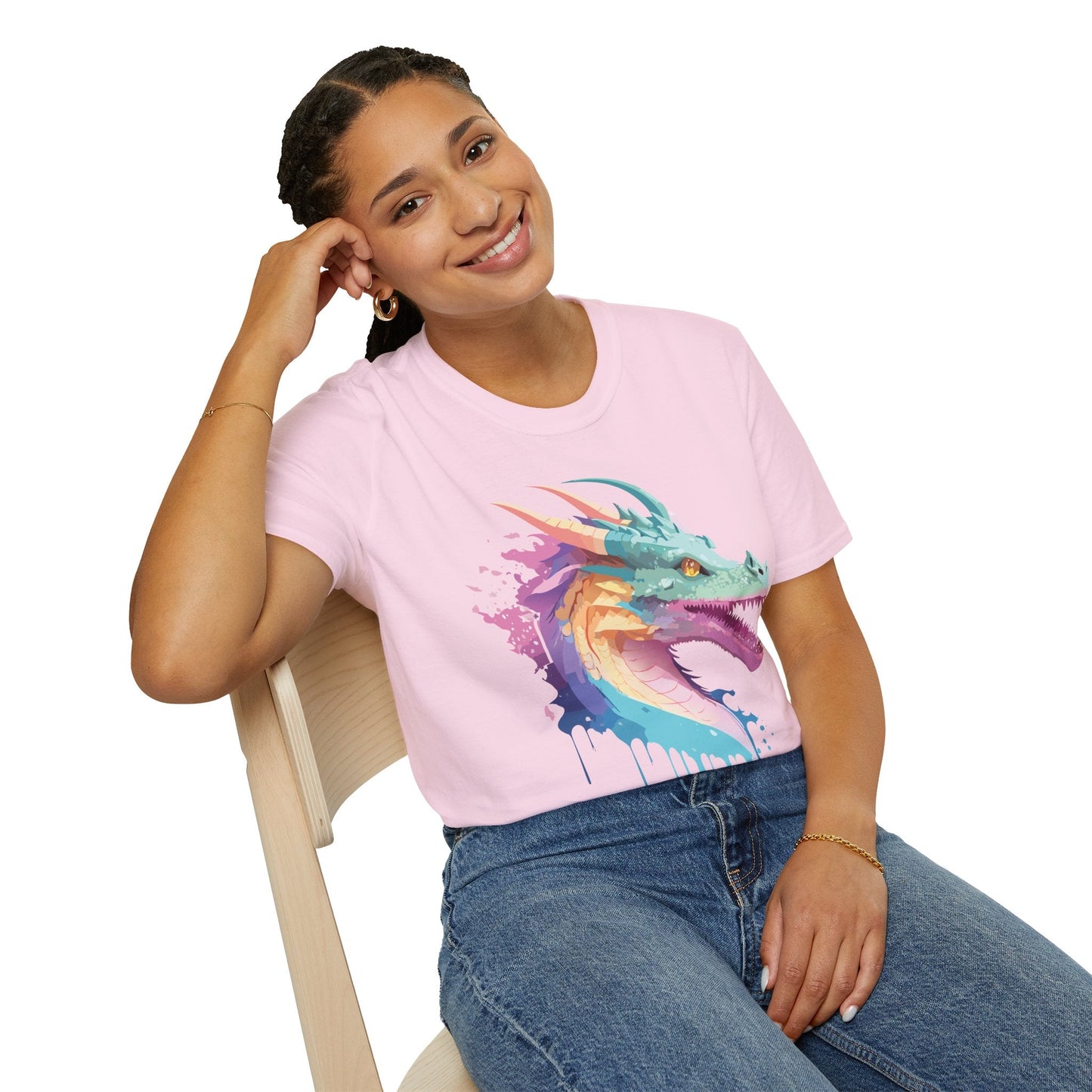 Dragon Graphic Unisex Cotton Softstyle Art Design Tee With Animals 26