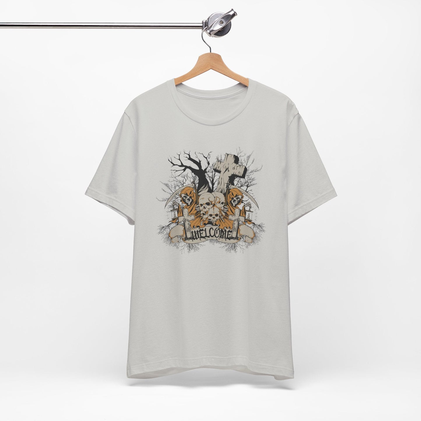 Skull Halloween Graphic Design Unisex Cotton T-Shirt Art-50