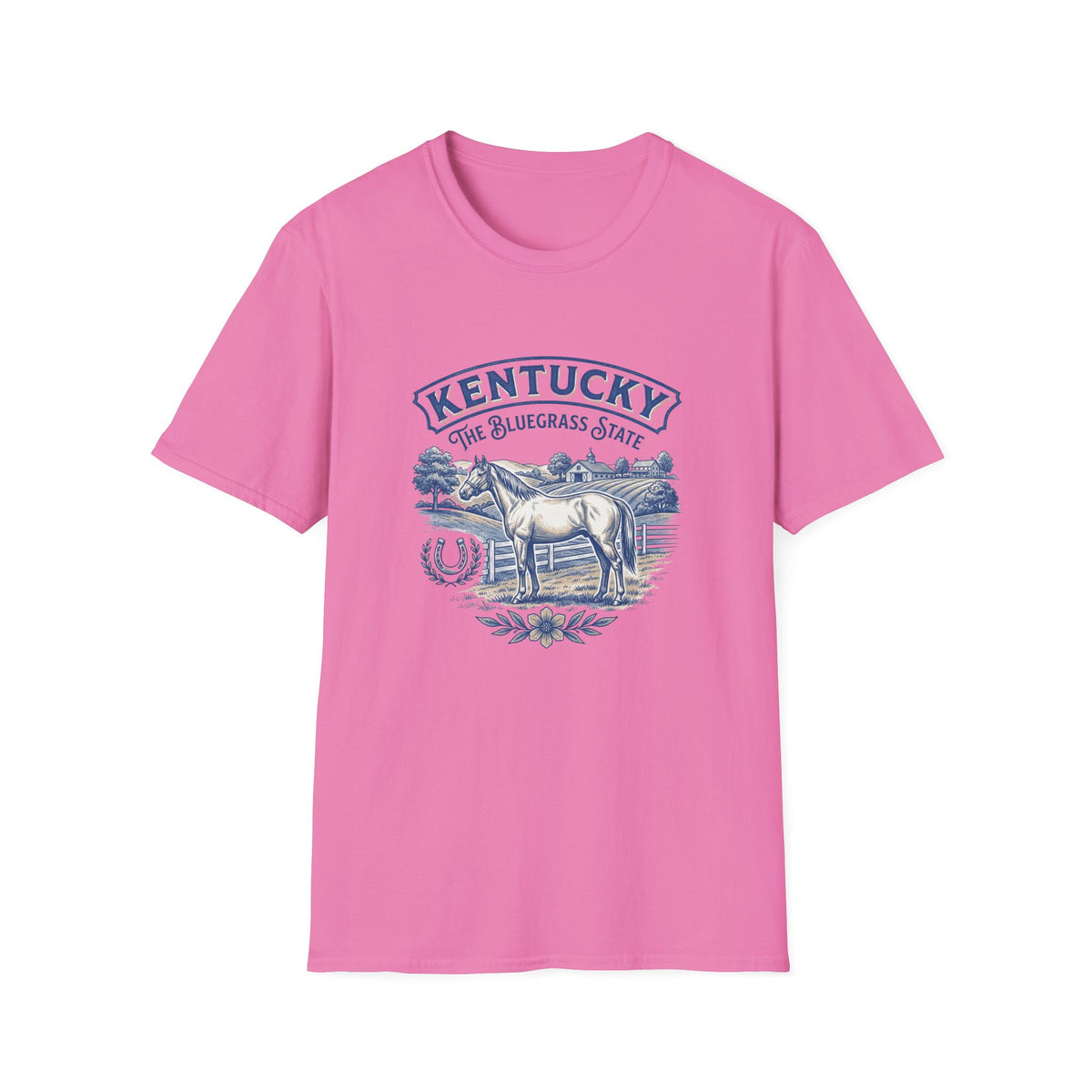 Kentucky Horse & Bluegrass State Travel Tourist Graphic Design Unisex 100 Cotton Gildan T-Shirt