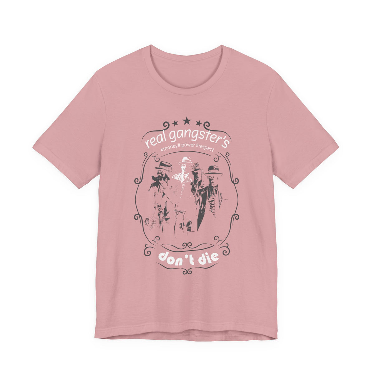 Real Gangsters Don't Die T-Shirt Vintage Outlaw Illustration Retro Biker Tee A-3
