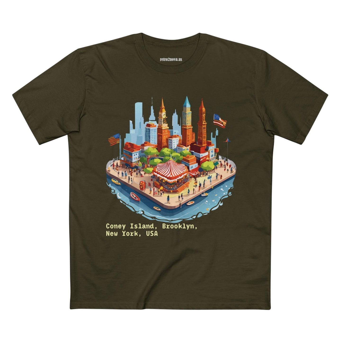 Unisex Premium Cotton Staple Tee With Original Art Design From Retro2Nova Brooklyn Travel Shirt