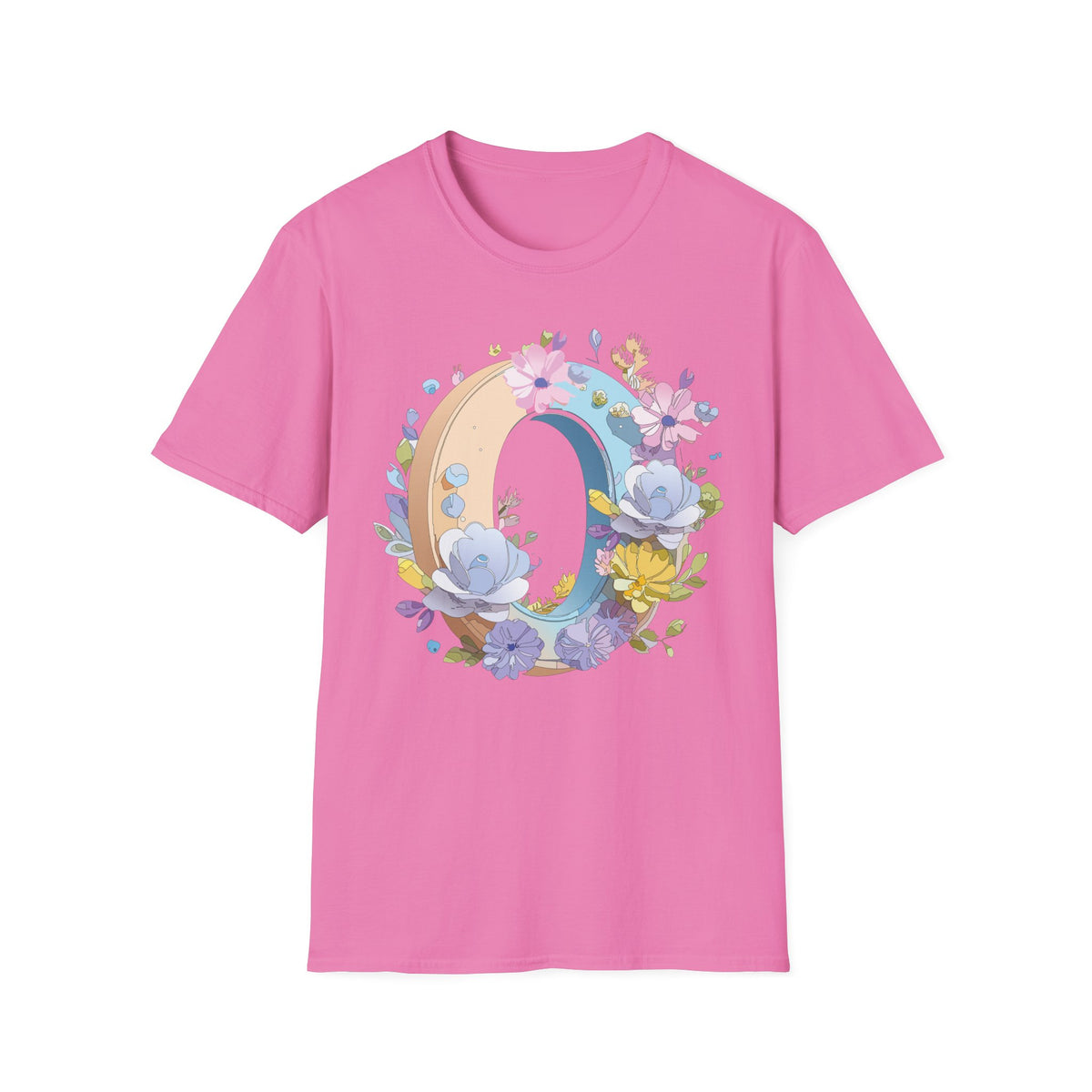 Floral Letter O Shirt | Monogram Initial O Tee, Pastel Flower Alphabet