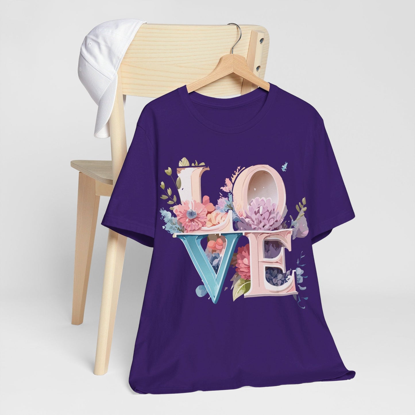 Valentine Day Graphic Unisex 100 Cotton Vintage Artwork with Love and Flower Design Tee 42